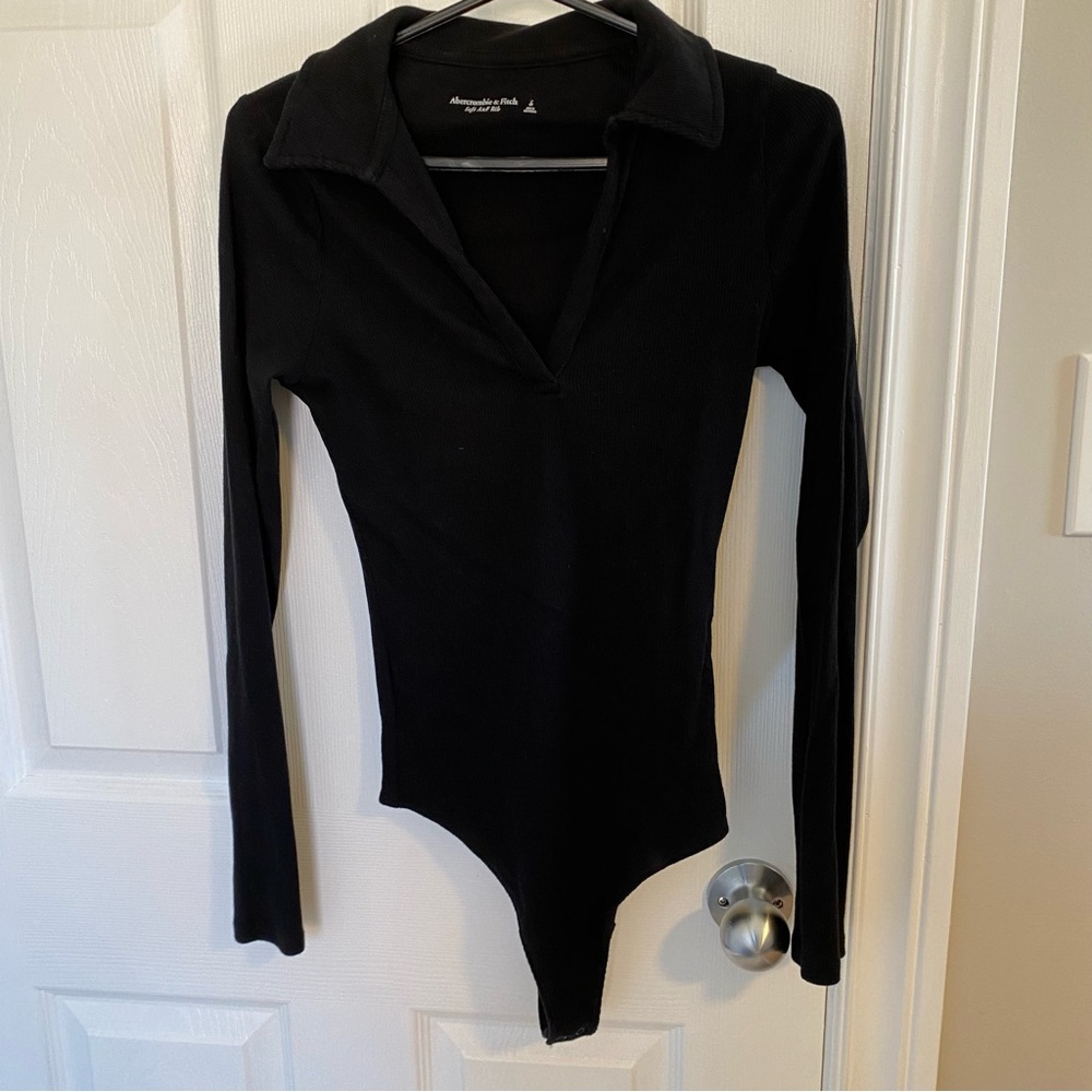 Abercrombie ribbed long sleeve polo bodysuit